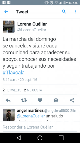 Cancela Lorena Cuellar movilización del domingo próximo imagen 2