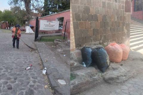 Personal de limpia deja impecable escalinatas y minutos después la gente vuelve a sacar la basura