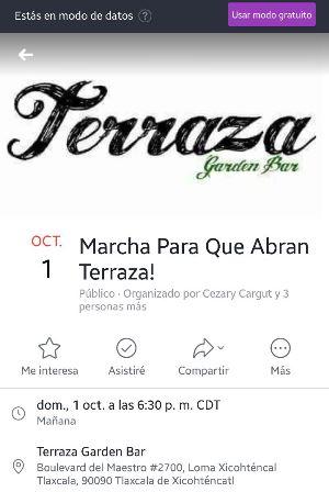 Bar "La Terraza" convoca a marcha para su reapertura