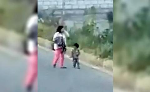Exhiben a una mujer que patea a su propio bebé
